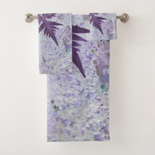 Purple and heather pastel shade bath towel set