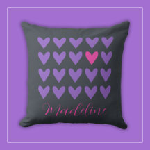 Purple and Hot Pink Hearts with Colourful Stripes