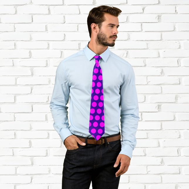 Purple and Hot Pink Polka Dot Tie (Purple and Hot Pink Polka Dot Tie)