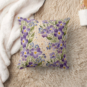 Purple and Indigo Floral Cushion