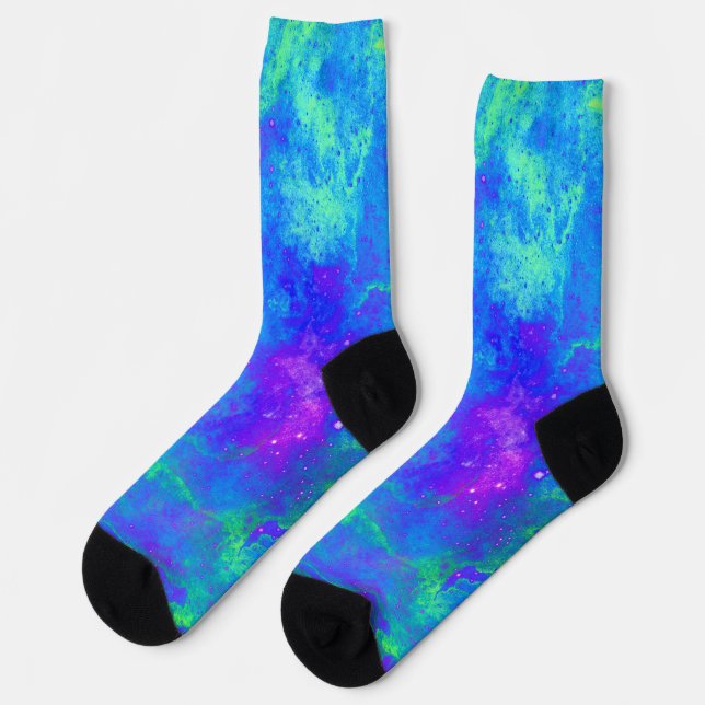 Purple and Indigo Galaxy Design Socks (Left)