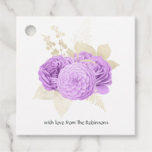Purple and Ivory Floral Favour Tags