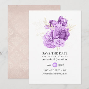 Purple and Ivory Floral Wedding Save The Date