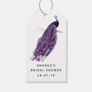 Purple and Ivory Peacock Damask Gift Tags