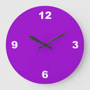 Purple and Large White Numbers Wall Clock