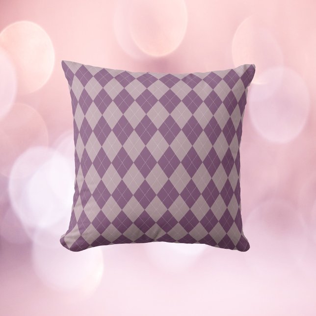 Purple and Lavender Argyle Pattern Cushion (A throw pillow with a purple and lavender argyle pattern)