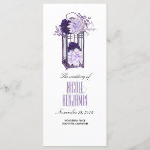 Purple and Lavender Floral Lantern Wedding Program Programme