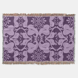 Purple And Lavender Floral Pattern Throw Blanket