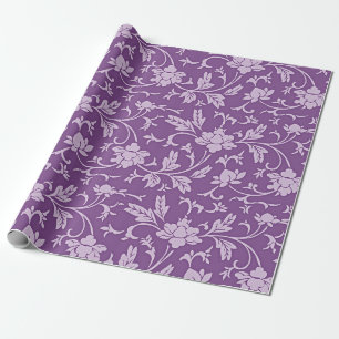 Purple and lavender floral pattern wrapping paper