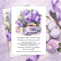Purple and Lavender Peonies Tea Cup Birthday Party