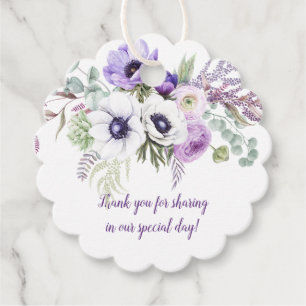 Purple and Lavender Watercolor Flowers Wedding   Favour Tags
