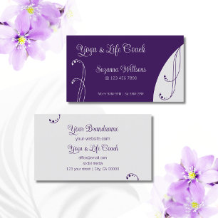 Purple and Light Grey Ornamental Squiggled Ornate Business Card