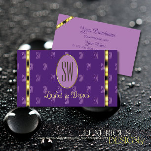 Purple and Lilac with Monogram Patterned Letters Business Card