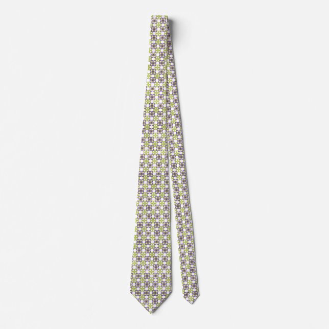 Purple and lime linked squares tie (Front)