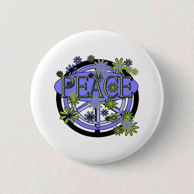 Purple and Lime Peace 6 Cm Round Badge (Front)