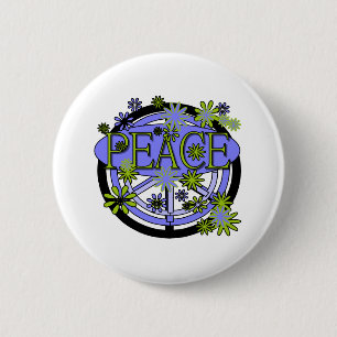Purple and Lime Peace 6 Cm Round Badge
