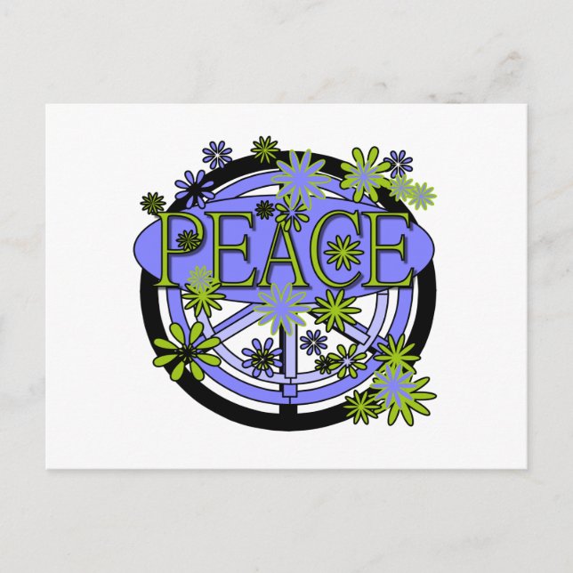 Purple and Lime Peace Postcard (Front)