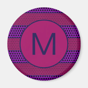Purple and Magenta Pattern Striped Monogram Magnet