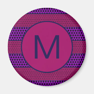 Purple and Magenta Pattern Striped Monogram Magnet