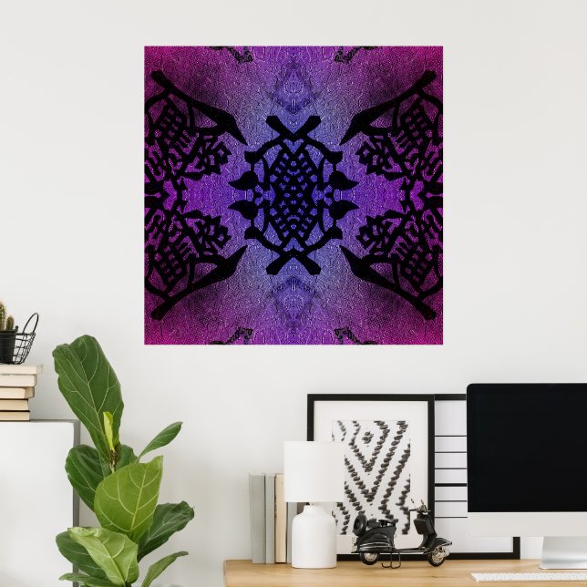 Purple and Magenta Symmetrical Pattern Poster (Home Office)