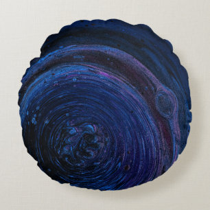 Purple and maroon abstract painting round cushion