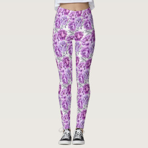 Purple and Mauve Floral Clusters Leggings