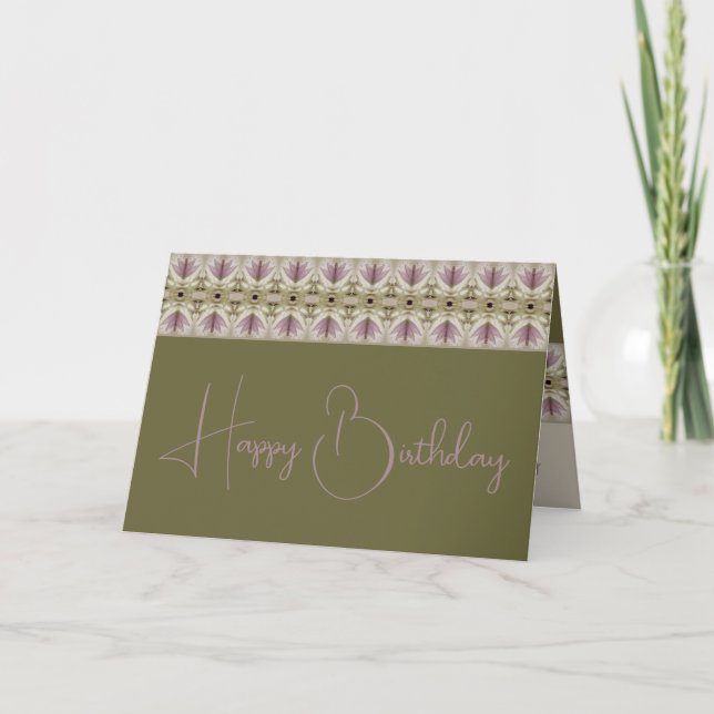 Purple And Mauve Floral Patterned Card (Front)