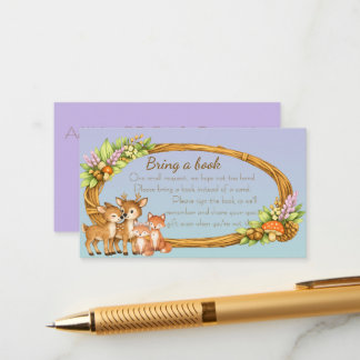 Purple and Mint Woodland Animals Book Request Enclosure Card