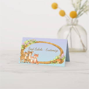 Purple and Mint Woodland Animals Food Signs Place Card