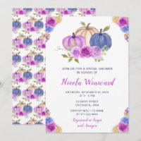 Purple and Navy Blue Floral Pumpkins Bridal Shower