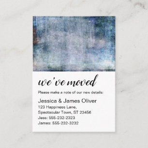 Purple and Navy Grunge We've Moved Handout Card