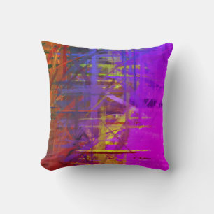 Purple and Orange Abstract Painting Cushion