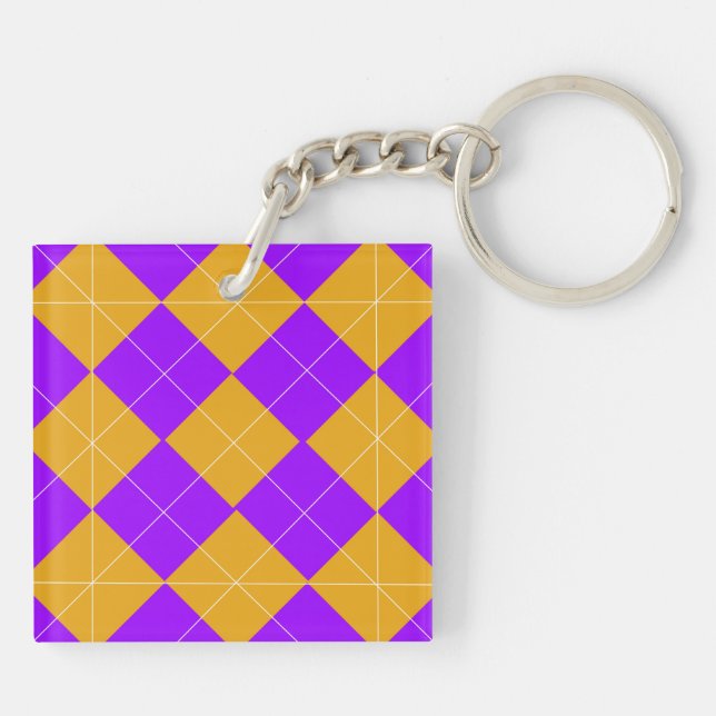 Purple and Orange Argyle Key Ring (Back)
