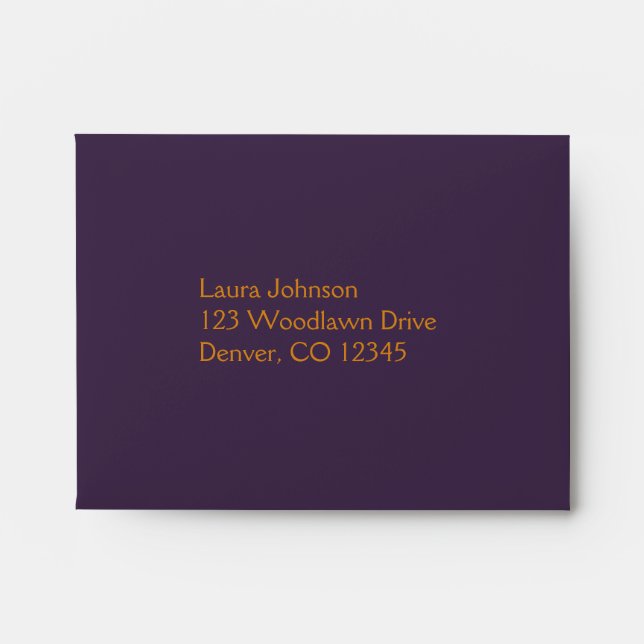 Purple and Orange Damask A2 Envelope for RSVP (Front)