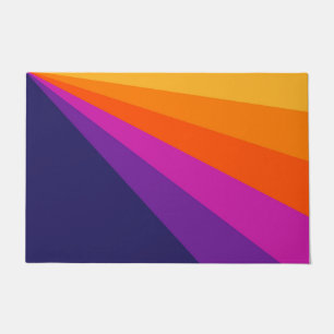 Purple and orange diagonal retro stripes doormat