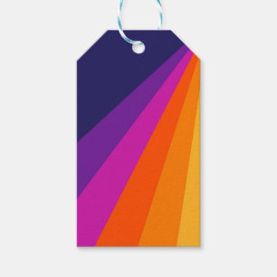 Purple and orange diagonal retro stripes gift tags