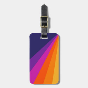 Purple and orange diagonal retro stripes luggage tag