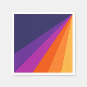 Purple and orange diagonal retro stripes napkin