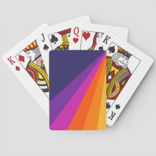 Purple and orange diagonal retro stripes playing cards