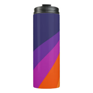 Purple and orange diagonal retro stripes thermal tumbler
