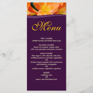 Purple and Orange Dinner Menu