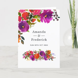 Purple and Orange Floral Wedding Programme