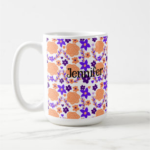 Purple And Orange Flowers Coffee Mug