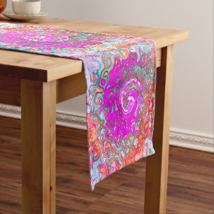 Purple and Orange Groovy Abstract Retro Swirl Long Table Runner