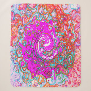 Purple and Orange Groovy Abstract Retro Swirl Sherpa Blanket