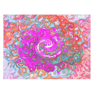 Purple and Orange Groovy Abstract Retro Swirl Tablecloth