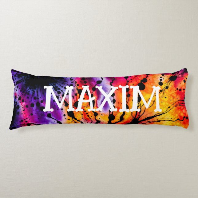 Purple and Orange Halloween Tie Dye Body Cushion (Front)