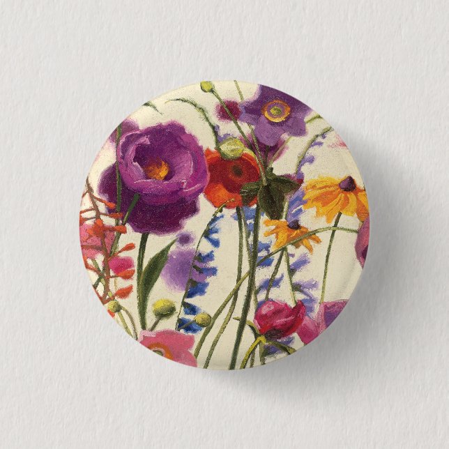 Purple and Orange Poppy Melody 3 Cm Round Badge (Front)