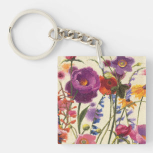 Purple and Orange Poppy Melody Key Ring