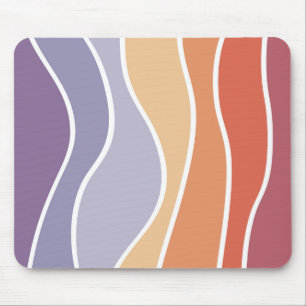 Purple and orange retro style waves mouse pad